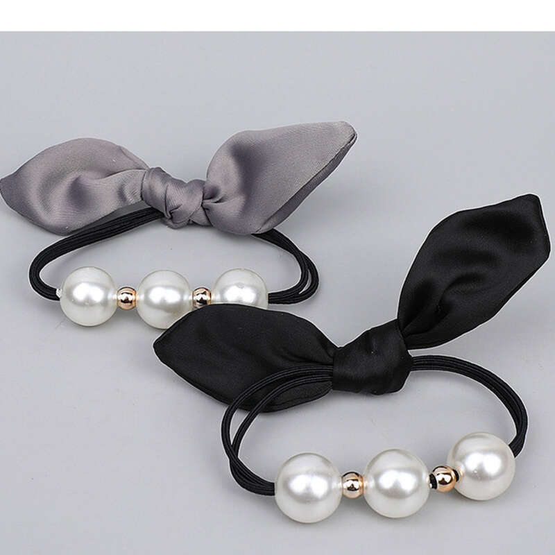 Corda con nodo a farfalla in perle, fasce elastiche per ragazze, fasce in gomma resistenti, fasce per capelli, anelli, accessori per capelli_voghion.com