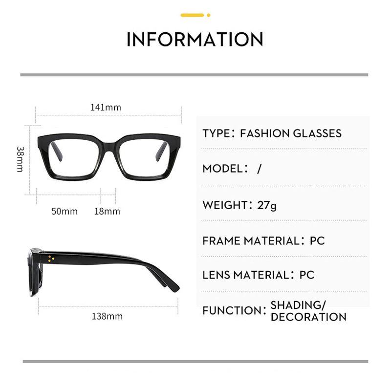 Women's Square Optical Frames Korean Style Slimming Eyewear_voghion.com
