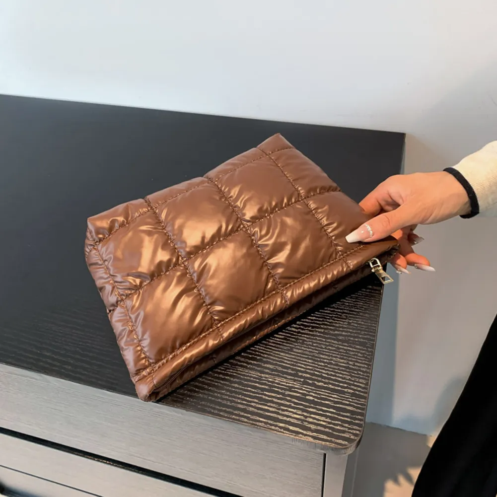 Sac fourre-tout matelassé en coton pour femme, grande capacité, organisateur de maquillage, couleur unie, sacs à main cosmétiques_voghion.com