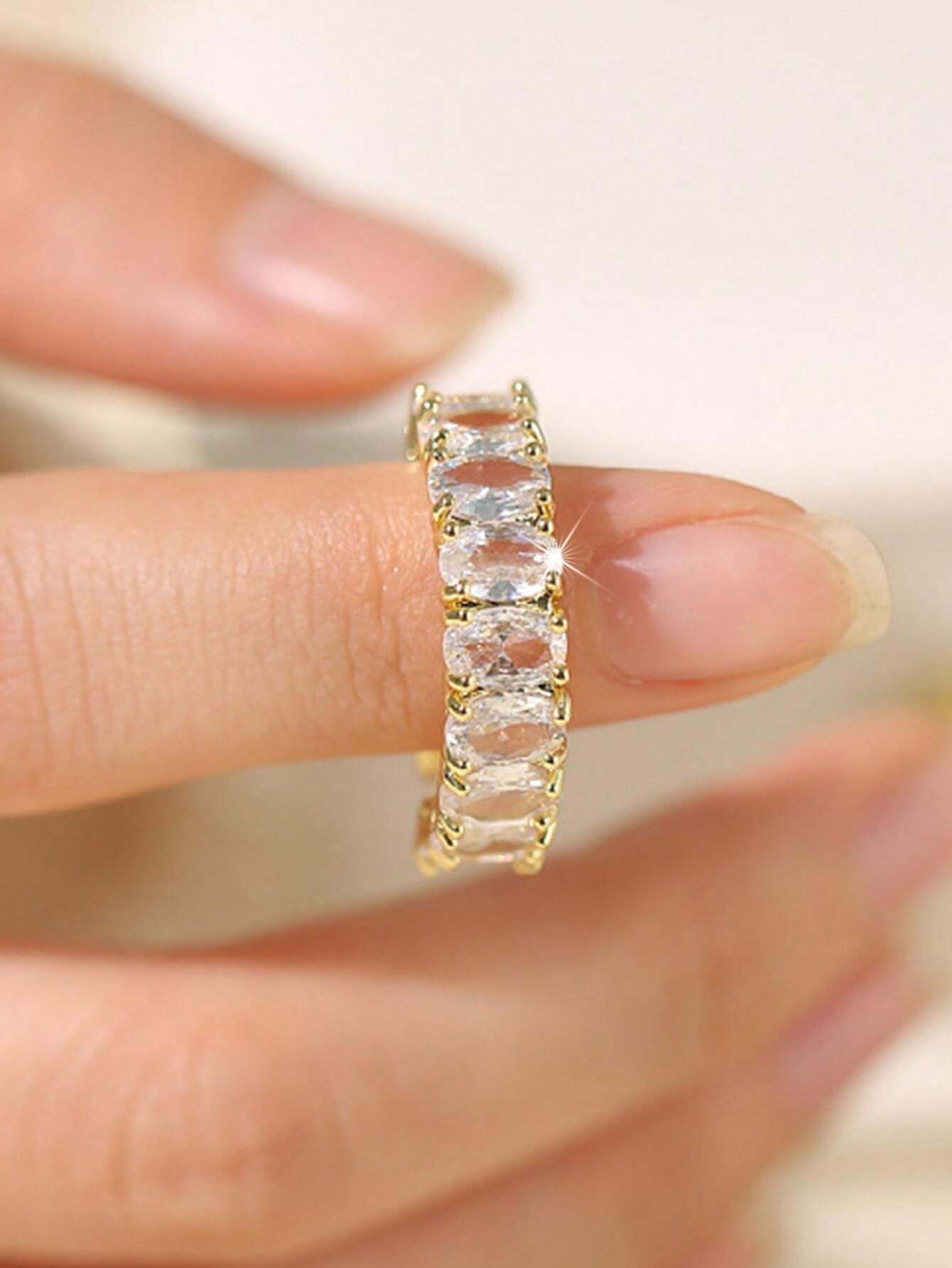 Aurora Atelier 1 Pc Elegant Ellipse CZ Rings For Women Girl Crystal Ring Birthday Bridal Dress-Up Female Festivals Jewlelry Gift_voghion.com
