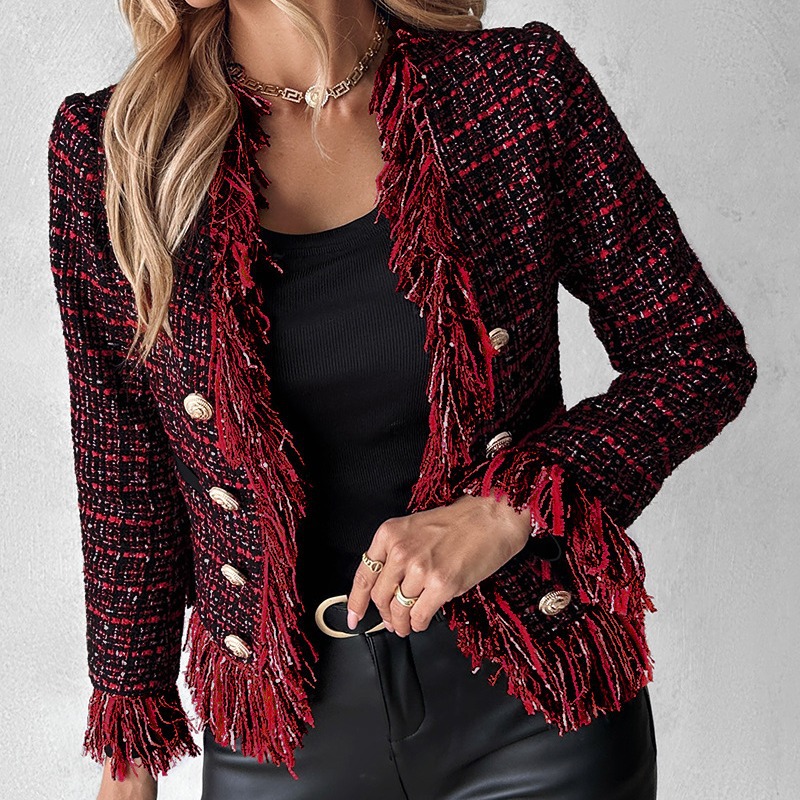 Women's clothing temperament tweed jacket