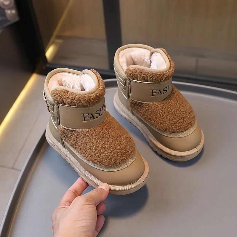 Kinder Schnee Winter Plus Veet Jugend Kurze Dicke Warme Plüsch Stiefel Cutefeet Für Mädchen Jungen Lamm Wolle Kleinkind Schuhe_voghion.com