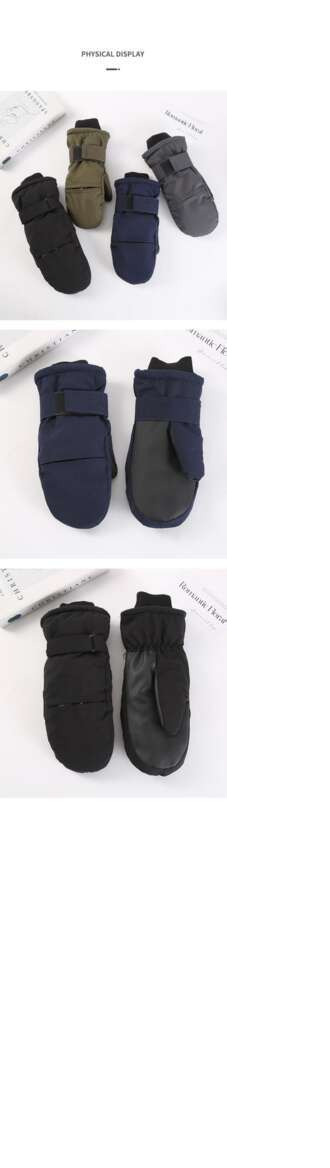 Winter Cold Proof Gloves, Skiing Mountaineering Windproof With Thick Velvet, Solid Color Wrist Protection Gloves For Men_voghion.com