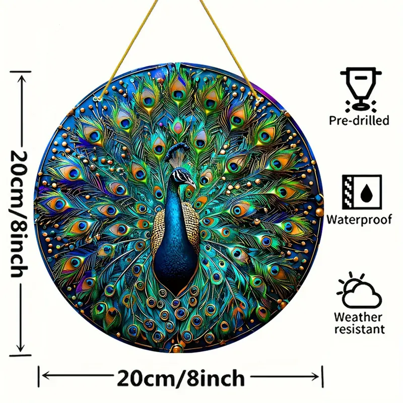 8" Peacock Suncatcher - Double-sided Acrylic Round. Perfect For Window/wall/garden Decor. Ideal Housewarming/holiday Gift & Diwali Decoration._voghion.com