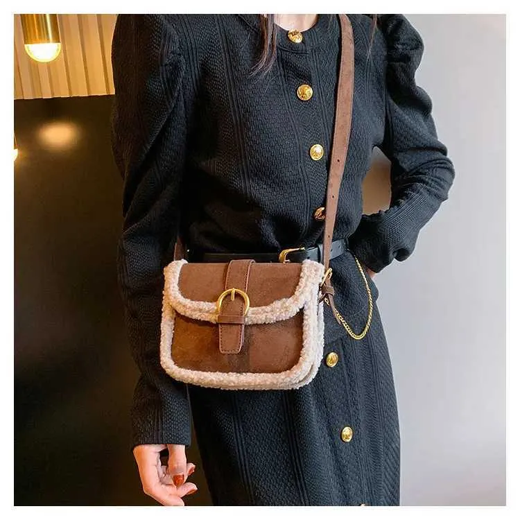 Retro-Crossbody aus Lammwolle für vielseitige, süße Geldbörsen und Handtaschen für Damen, Umhängetasche, Bolsos De Mujer, SacC241212_voghion.com