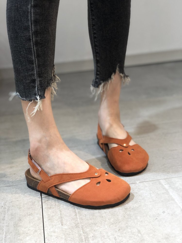 Women's one-line buckle flat sandals_voghion.com