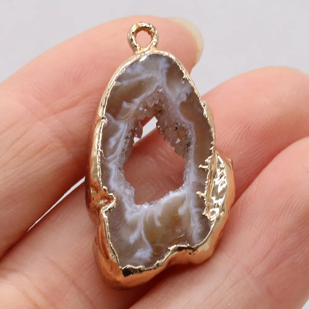 Collane con ciondolo in pietra naturale Druzy irregolari per donne Gioielli fai da te Regalo Dimensioni 15x25-20x30mm_voghion.com