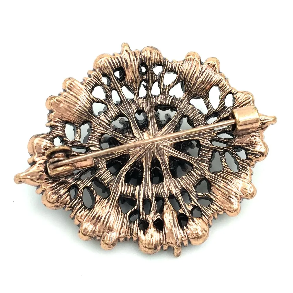 Viktoriaaniset vintage-filigraanikorut, punaiset, kullanväriset, geometriset, lehtikuvioiset, kirkkaat kristallit, art deco -tyyliset, soikeat pinnit_voghion.com