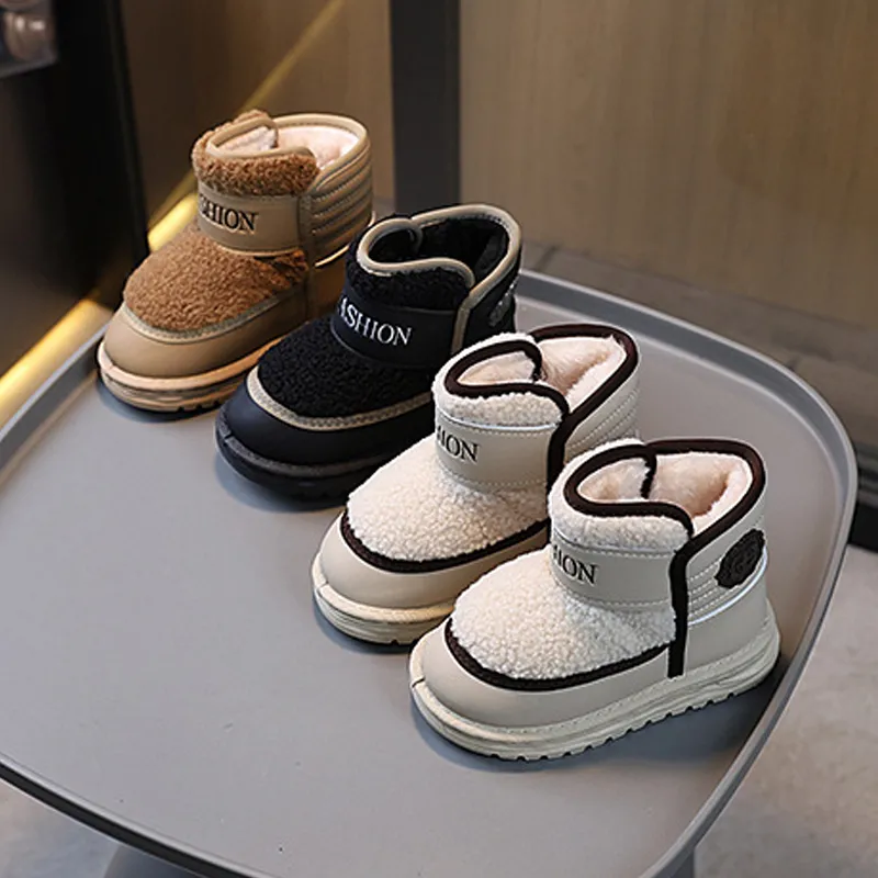 Kids Snow Winter Plus Veet Youth Short Thick Warm Plush Boots Kidsnest for Girls Boys Lamb Wool Toddler Shoes Footwear_voghion.com