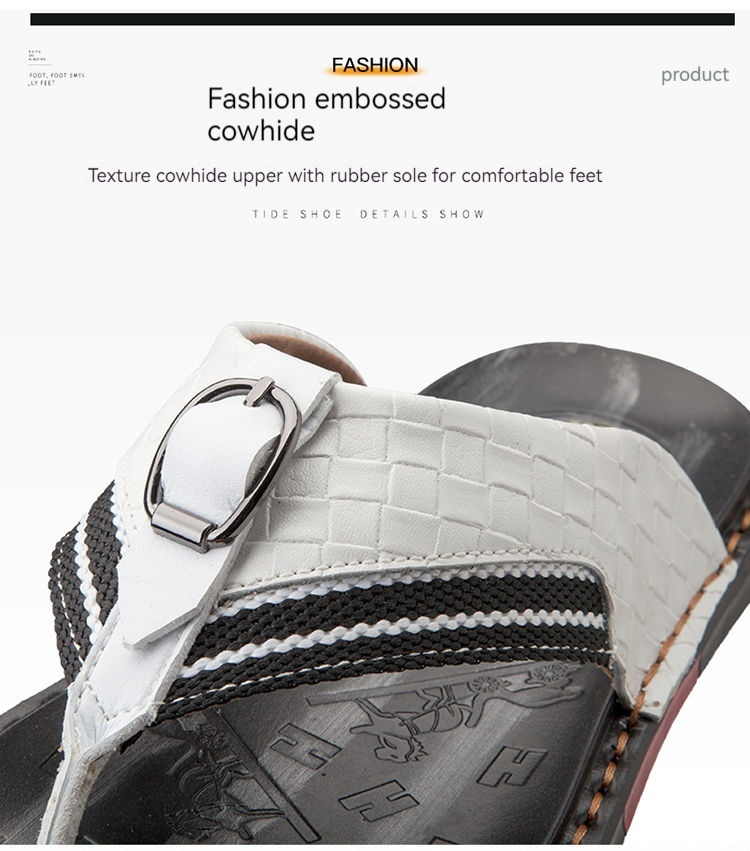 Summer fashion casual sandals leather beach shoes, clip on men's anti slip and trendy slippers, herringbone slippers_voghion.com