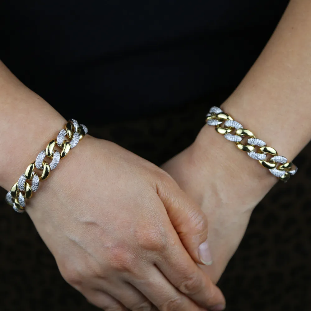 Collana choker a catena cubana bicolore statement per donna_voghion.com