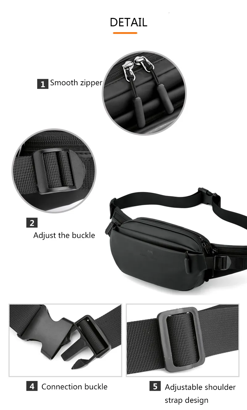 Férfi divatos mellkas kültéri sport övtáska tinédzsereknek vízálló férfi deréktáskák kiváló minőségű fanny Pack 230921_voghion.com