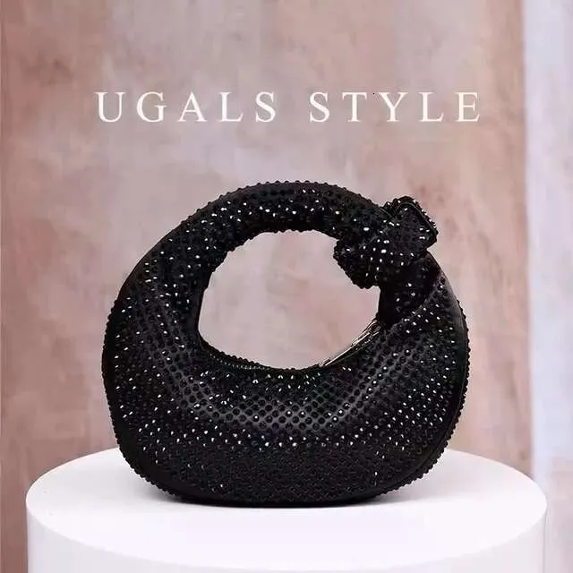Borsa a tracolla da donna in raso con pochette da sera in cristallo lucido Dias, da sposa e da festa_voghion.com