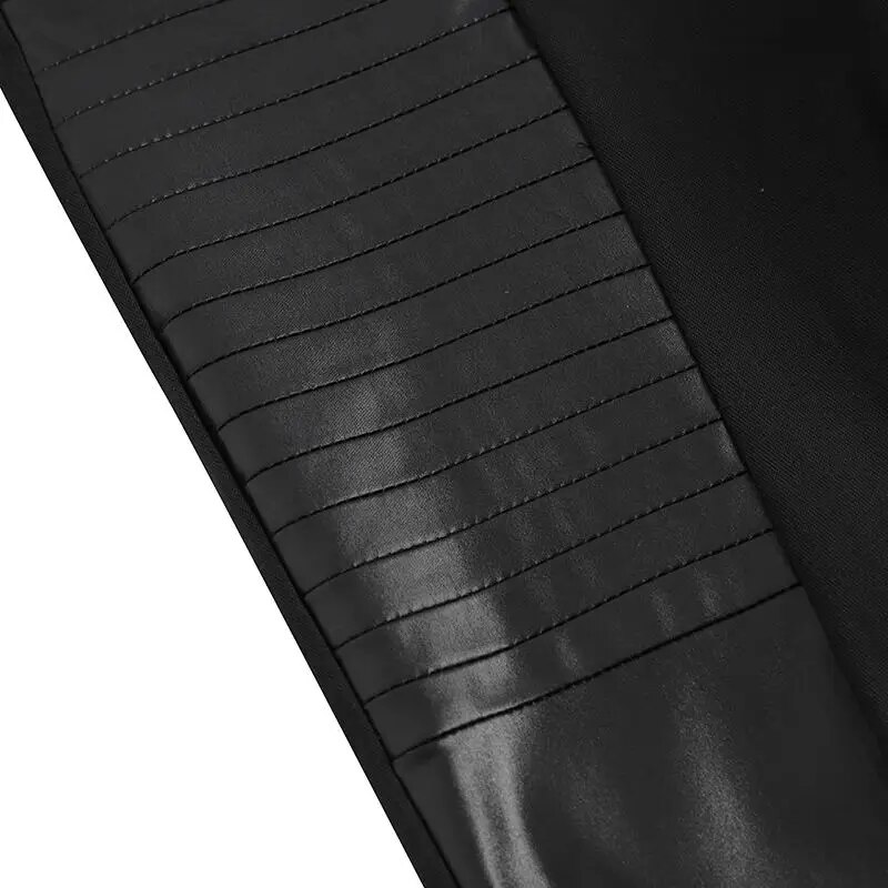 PLUS SIZE Dammen Skinny Leggings ZANZEA Moud PU Lieder 2023 Fréijoer Hierscht Patchwork Elastesch Hosen Casual Solid Reißverschluss_voghion.com