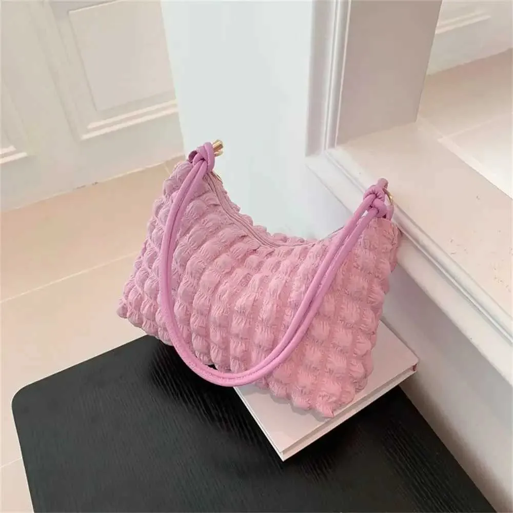 Gesteppte Damen Schultertasche Aus Canvas Gefaltete Handtasche_voghion.com