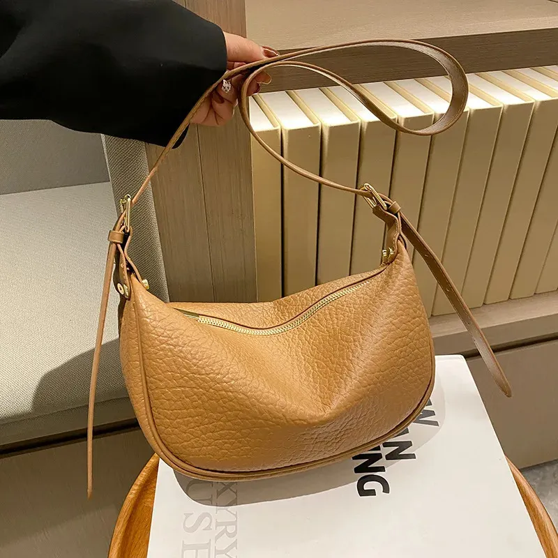 Kvinnors skuldra äkta läder 3-lagers dragkedja handväska Kohud Crossbody-väskor Kvinnlig Handväska Hobos Messenger Tote Bag_voghion.com