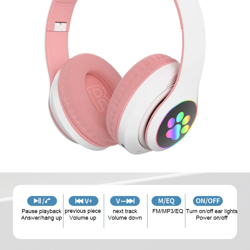 Draadloze bluetooth koptelefoon met kattenoren en microfoon_voghion.com