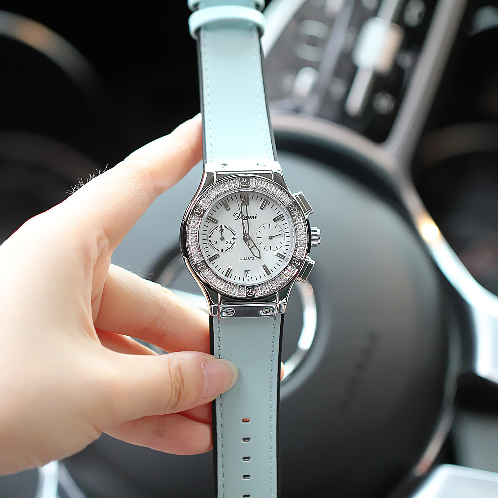 Orologio impermeabile al quarzo con cintura di diamanti multifunzionale stile puntatore alla moda dal vivo_voghion.com