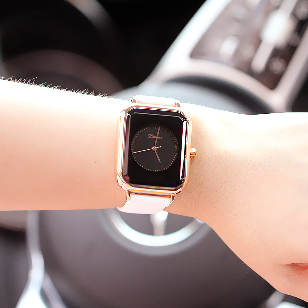 Ceas de damă nou la modă, stil Pointer, dreptunghiular, cu bandă din silicon, cu cuarț, impermeabil, versatil_voghion.com