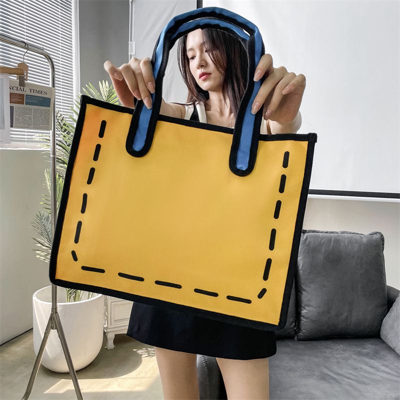 Zweite Dimension Cartoon Anime Canvas 2024 Neue Stil Mädchen leichte Nachhilfe Tasche große Kapazität Einkaufstasche_voghion.com
