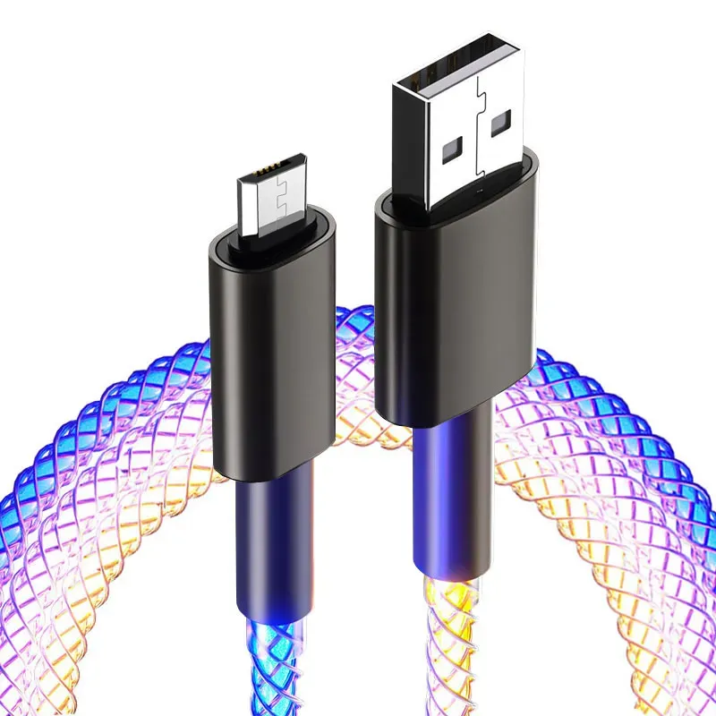 66W 6A Fast Charging Data RGB Light USB Type Micro Cable To C PD Cables For Samsung Galaxy S10 S20 S23 S24 Xiaomi Htc Lg_voghion.com