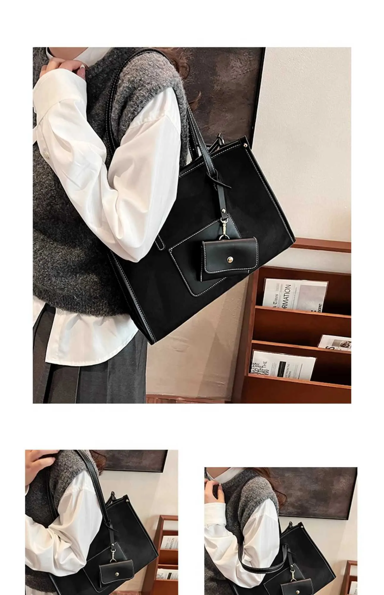 Women's Large Capacity Suede Shoulder Bag For Casual Commuting_voghion.com