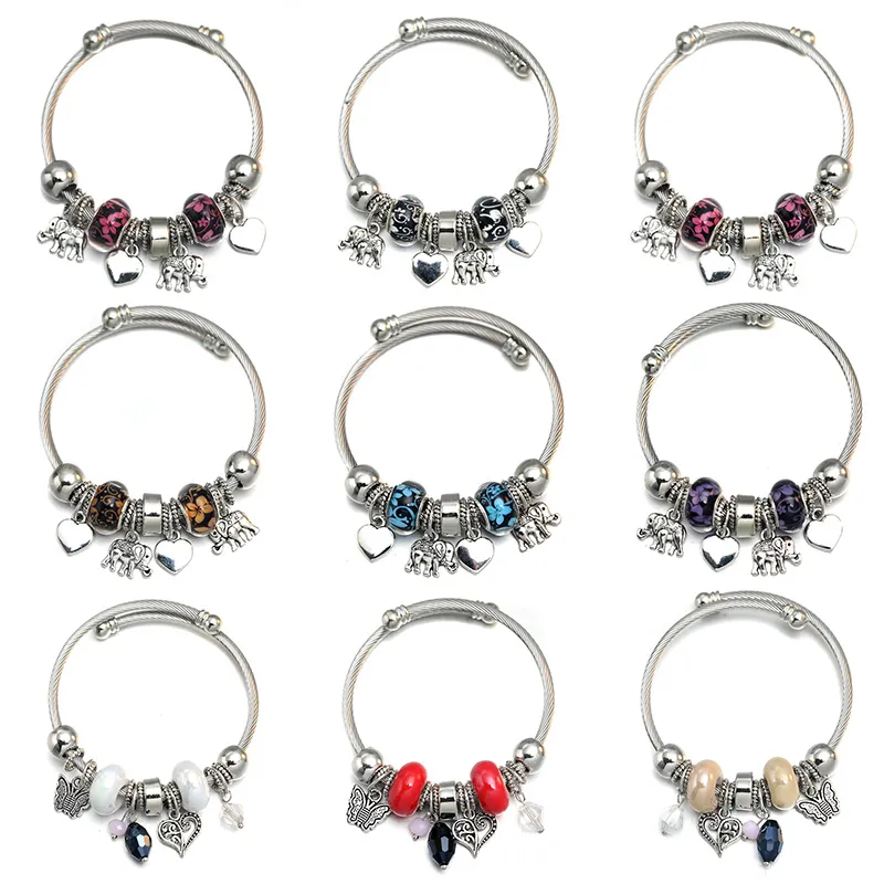 Bangle Charm Love Butterfly Beaded Bracelet Jewelry 6 Colour Adjustable Bangles Romantic Accessories Fashion Women_voghion.com