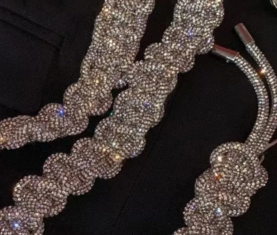 Dikke Rhie Crystal Chain Bag Toepassen op Vrouwentassen Handgemaakte Pasta Geweven Dia Handtassen Schouderband Accessoires 240725_voghion.com