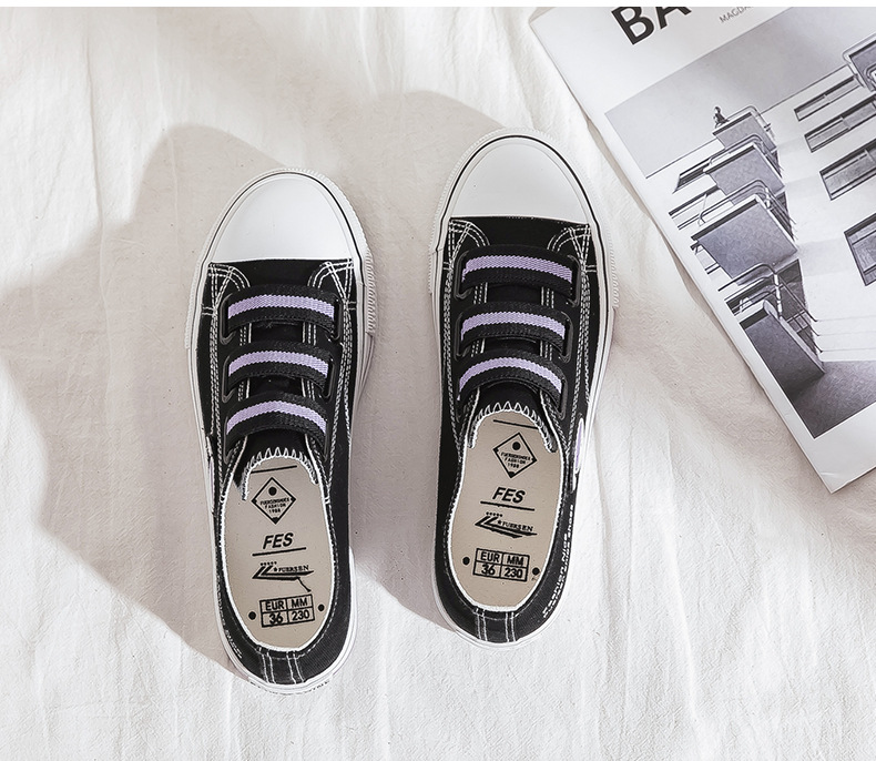 Elastic Band Smiling Face Canvas for Women Summer and Autumn Students Versatile Little White 2024 New One Step Lazy_voghion.com