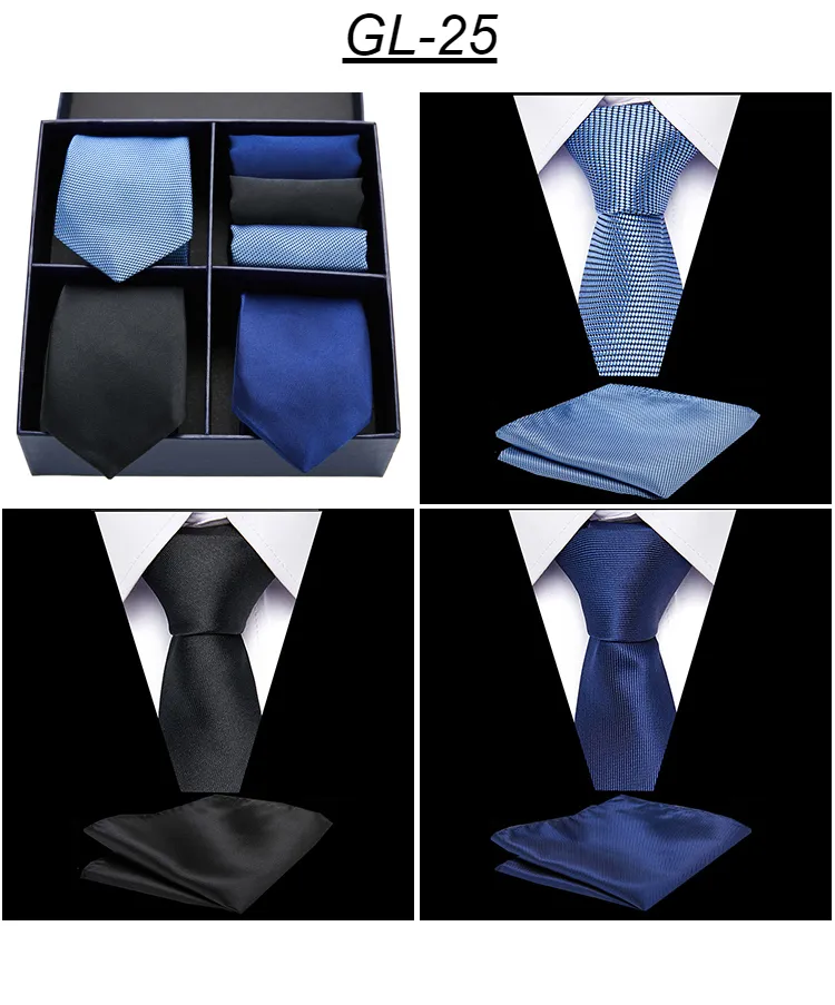 Rusetit Miesten Solmiosarja Klassinen 7,5 cm Solmio ja Keltainen Vihreä Musta Paisley Pocket Square Miehille Häät_voghion.com
