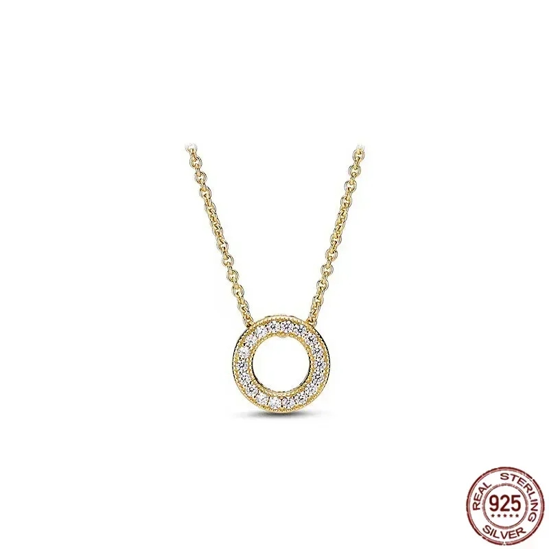 Klassiskt glänsande runt hjärta fyrkantigt hänge halsband hängsmycken_voghion.com