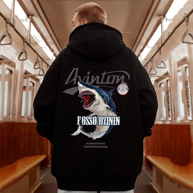 Oversized huvtröja herr höst vinter plus size plysch med huva_voghion.com