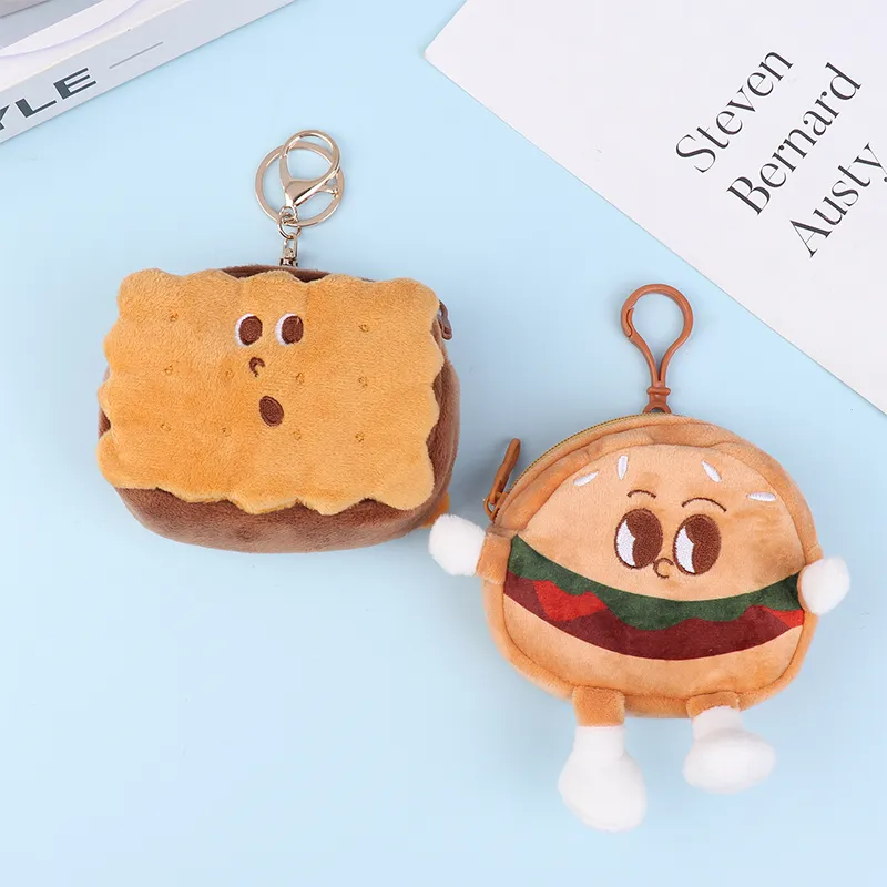 Cute Hamburger Biscuit Coin Purse Plush Cake Headphone Organizer B Keys Cards Store Bs Kids Birthday Gifts_voghion.com