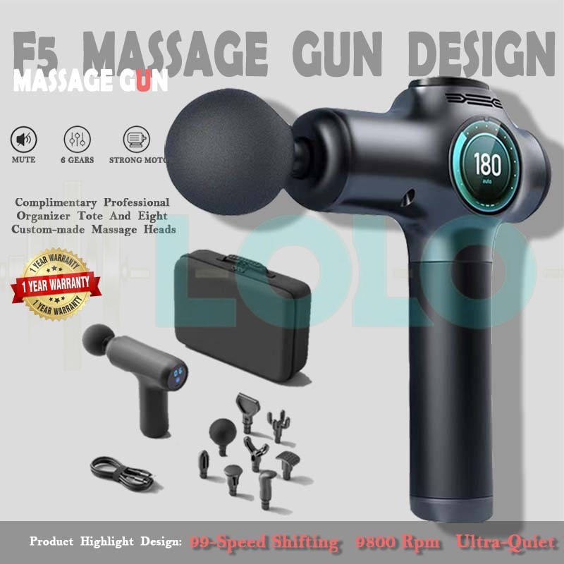 Pistola per massaggio Stock 99 velocità con 8 testine massaggianti, massaggiatore per rilassamento muscolare, vibrazione_voghion.com