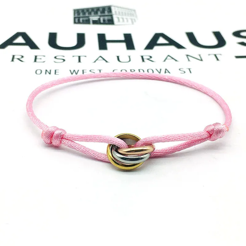 Neue Art und Weise heißer Edelstahl Designer 3-Ring Metallschnalle Band Spitze Kette Multi Farbe einstellbare Größe Armband_voghion.com