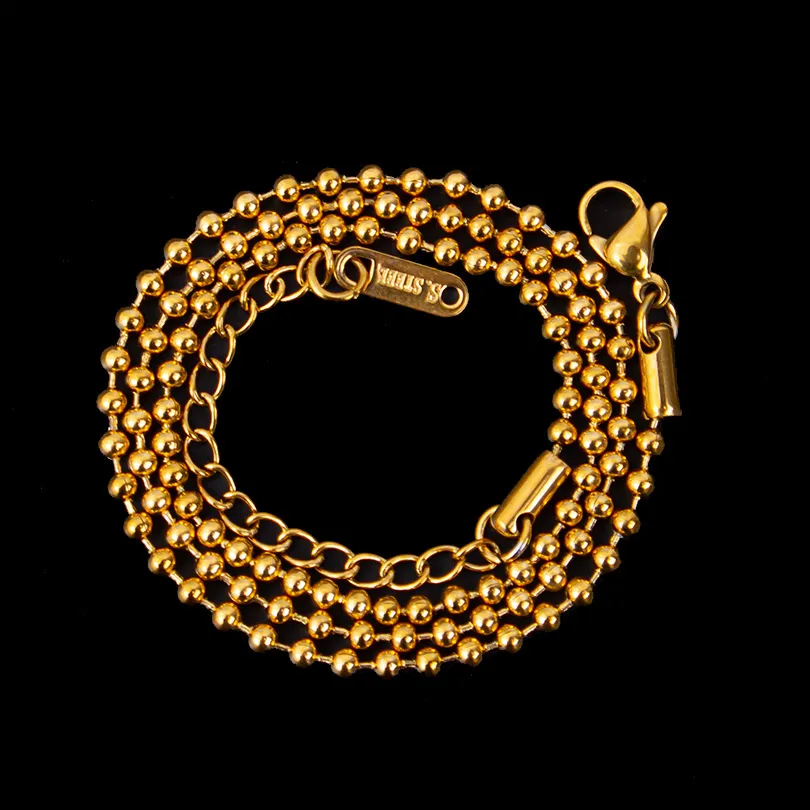 Catene 1 pz Acciaio inossidabile Sottile Perline a Sfera Collana a Catena Unisex 5 Colori 40 5cm/17.7inch Lunghezza 2mm_voghion.com