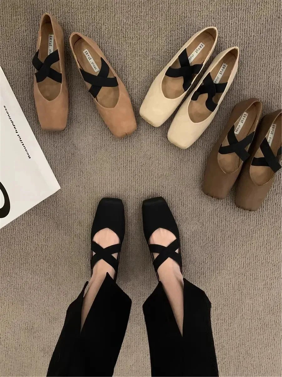 Bekväma mary jane ballerinaskor för damer retro slip ons_voghion.com