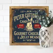 Vintage 'Peter Cottontail Candy Co.' Wooden Sign - 8x8" Farmhouse Wall Art. Perfect For Kitchen, Office Or As A Housewarming Gift._voghion.com