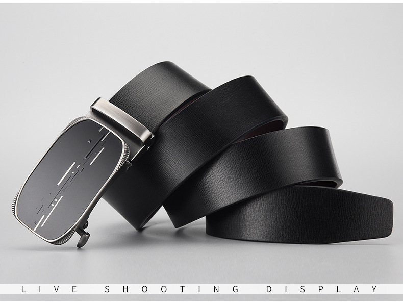 Genuine Leather Men's Belt With Automatic Buckle Business Style_voghion.com