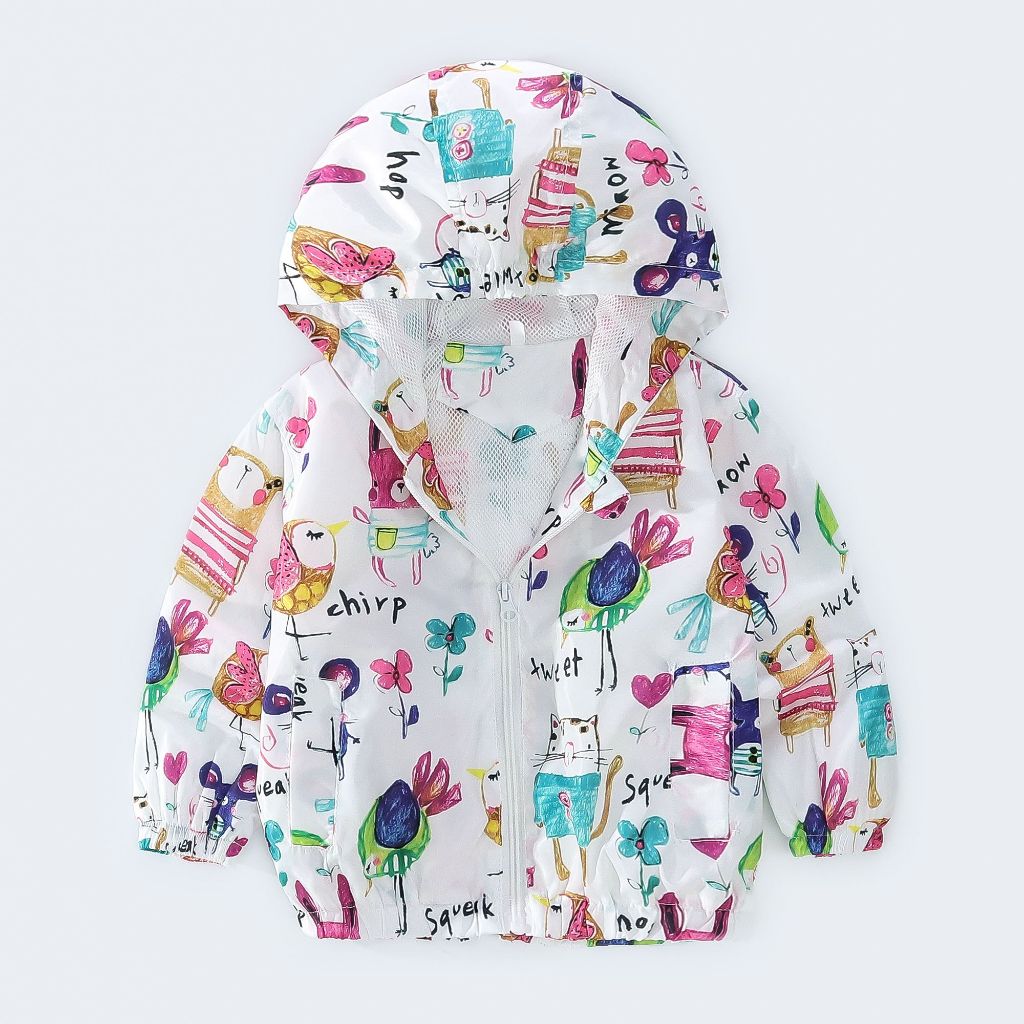 Children's Sports Jacket Cartoon Printed Hooded Jacket For Baby Boy Girl Children's Coat_voghion.com