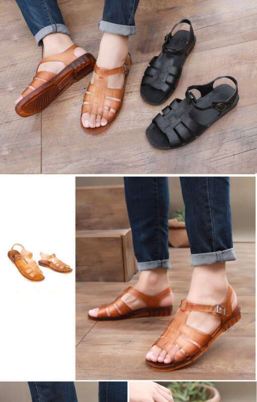 Fashion Flat Heel Soft Sole, Retro 80's Nostalgia Style, Beach Sandals,_voghion.com