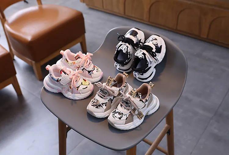 Pantofi sport pentru copii la modă, pentru băieți și fete, confortabili, cu imprimeu grafic amuzant, antiderapanți, școală, casual, mers pe jos_voghion.com