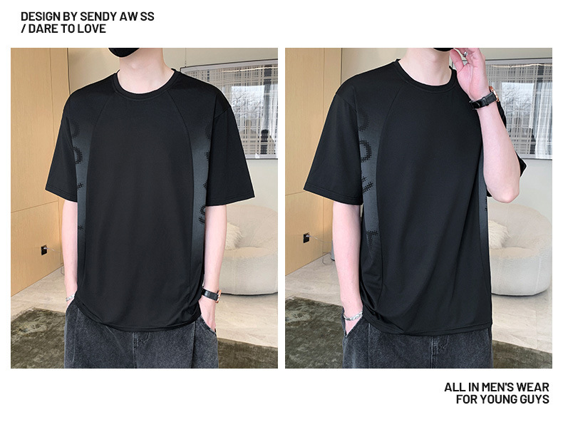 New T-shirt Short Sleeved Running Quick Drying Clothes Men's Sports Top Summer Ice Silk Half Shirt_voghion.com