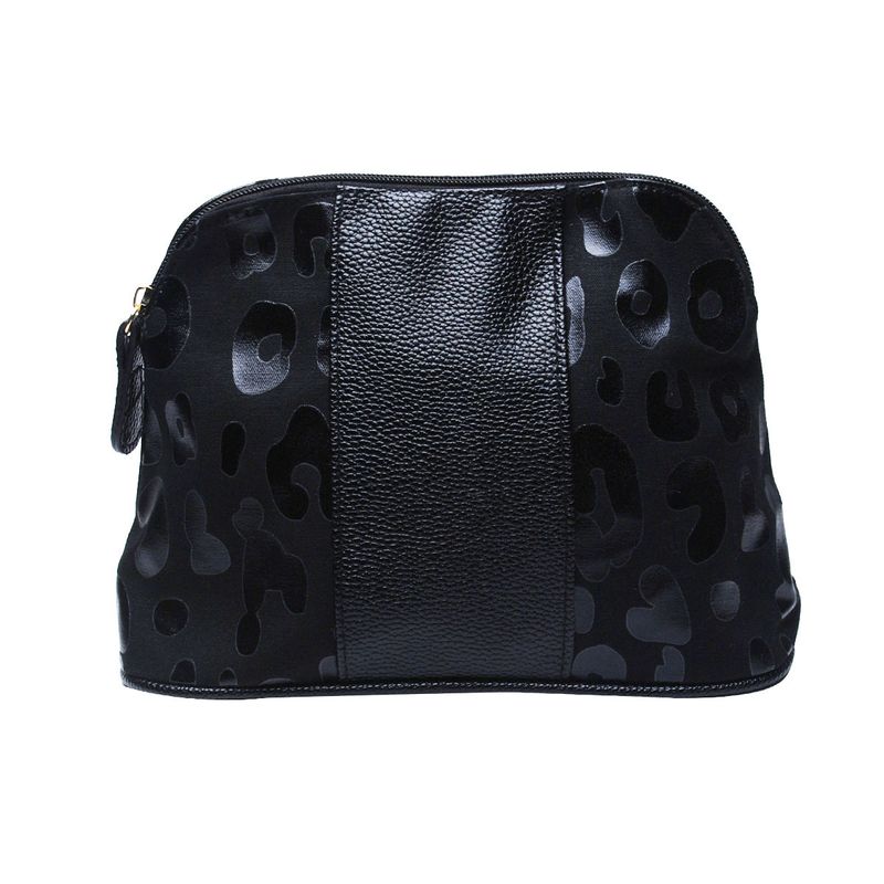 Große Kapazität, schwarze, leuchtende Leopardenmuster, dreiteilige Reisetasche, modische Urlaubsgepäcktasche, tragbare_voghion.com
