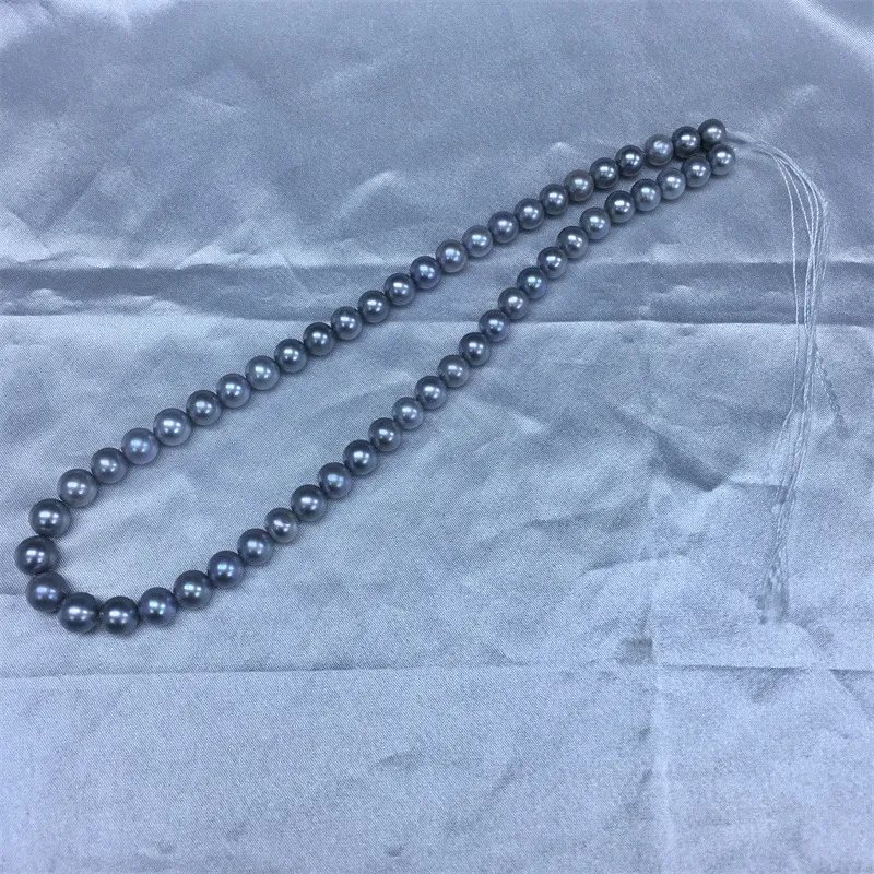 Collier de perles rondes grises authentiques naturelles de la mer du Sud de 18 pouces et 8 à 9 mm pour femmes, bijoux ras du cou_voghion.com
