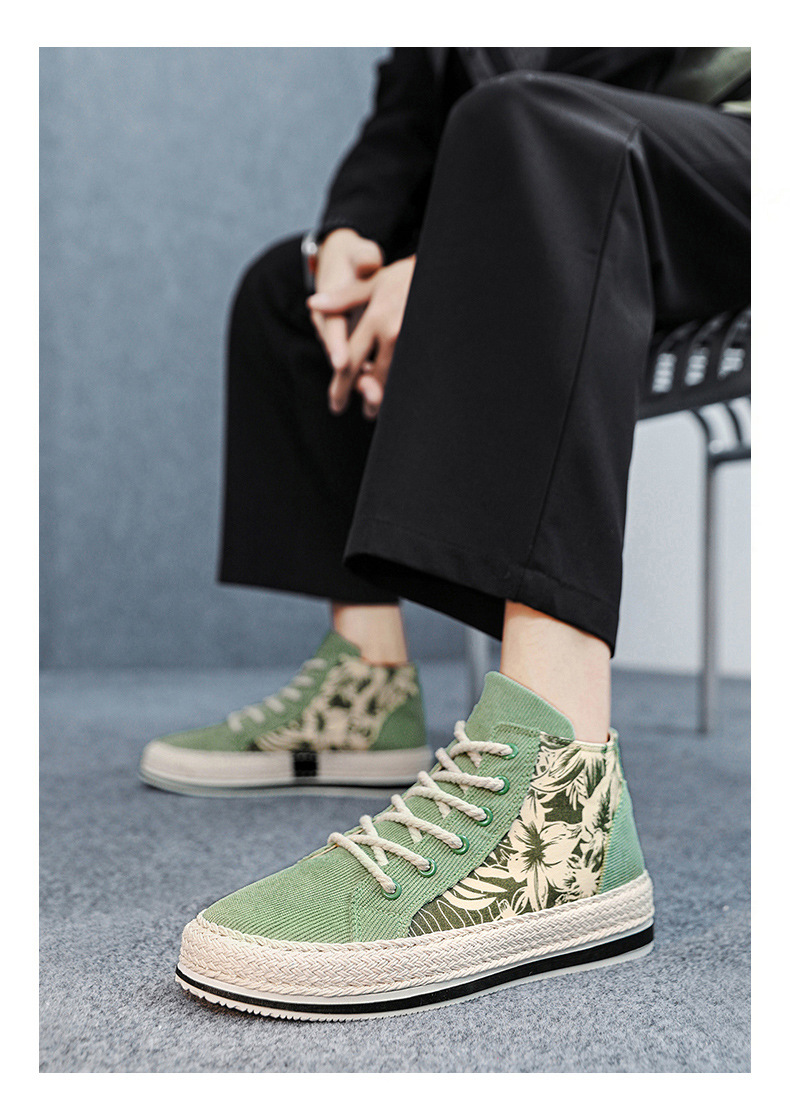 High top canva autumn niche cloth with thick ole elevated height caual board for young port and leiure men'_voghion.com
