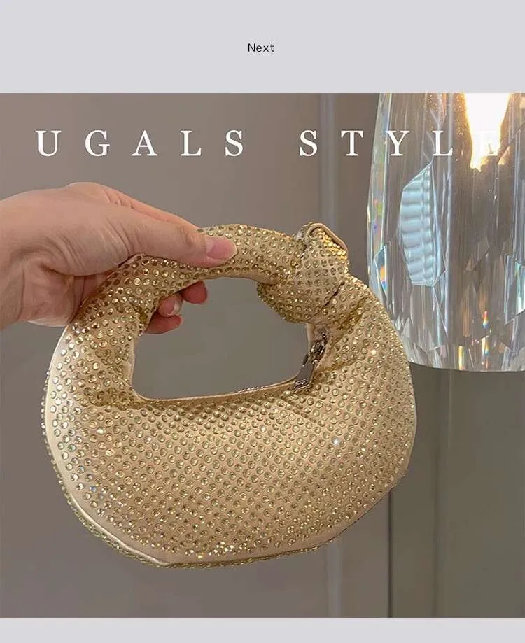 Borsa a tracolla da donna in raso con pochette da sera in cristallo lucido Dias, da sposa e da festa_voghion.com