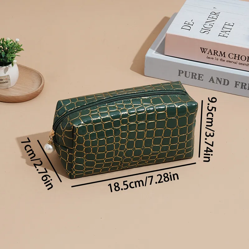 Trousse de toilette de voyage à motif de pierre tendance, trousse de maquillage portable de grande capacité pour produits de soins de la peau_voghion.com