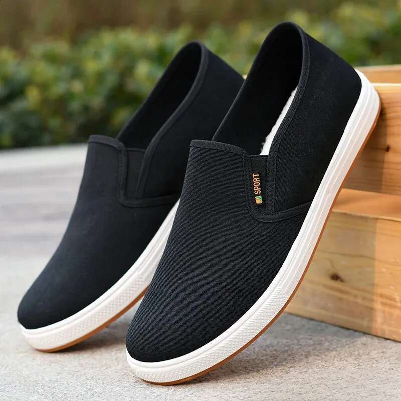Herren Canvas Casual Sports Geeignet für Männer Leichte Gleitschuhe Vulkanisiert Bequeme Herren Flache Schuhe Schwarz Trainer Atos Hombre_voghion.com
