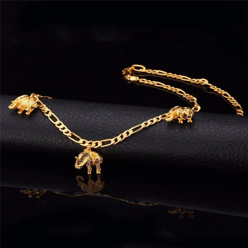 Collier tendance en forme d'éléphant pour femme, bijou tendance, chaîne Figaro, couleur or, breloque, N114_voghion.com